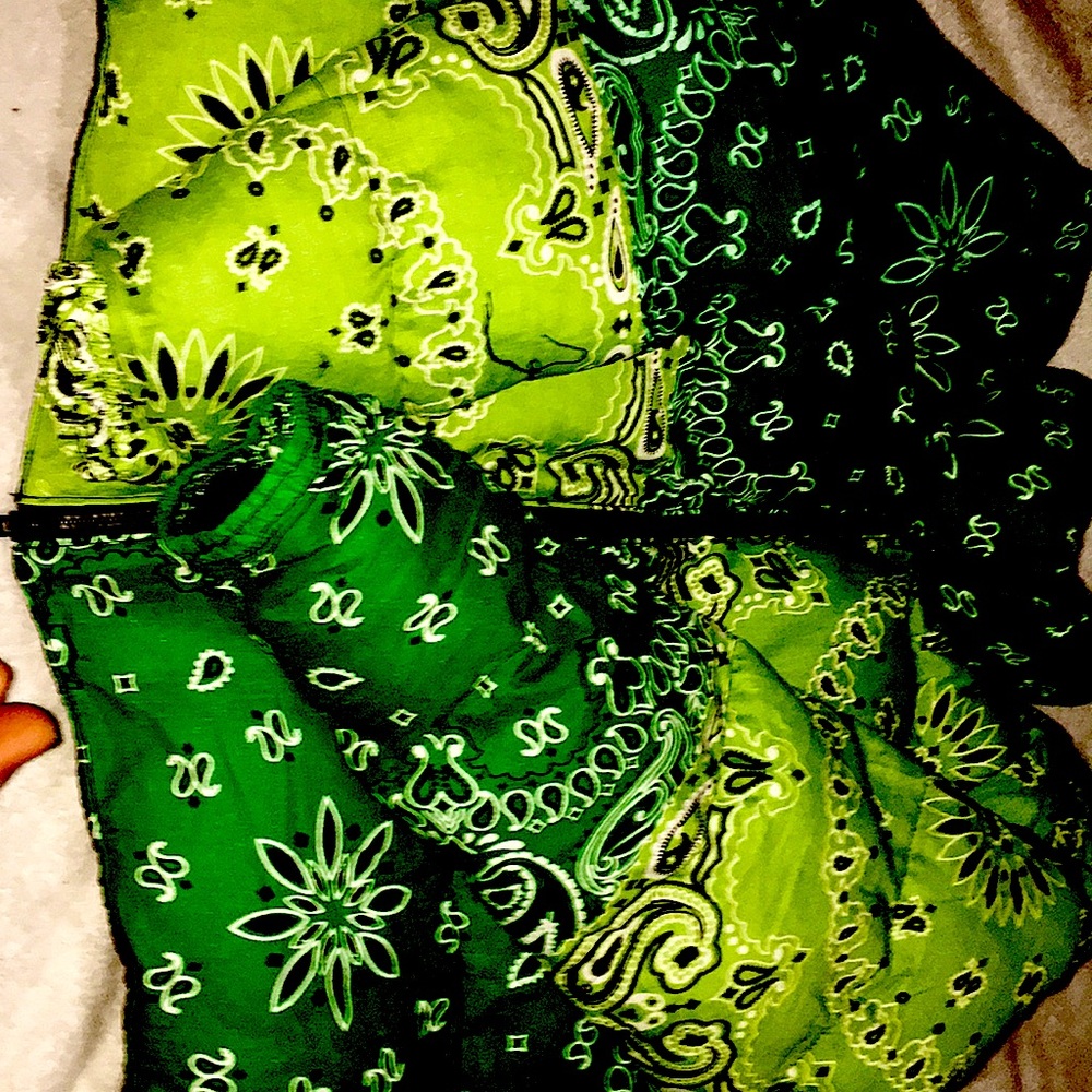 I’m selling a Green bandanna blanket and jacket.
